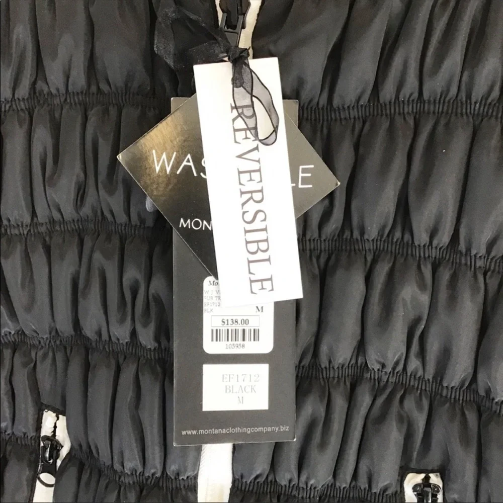 NWT Montana Co Full Zip Black Reversible Sherpa Trimmed Vest Sz M - Picture 4 of 12